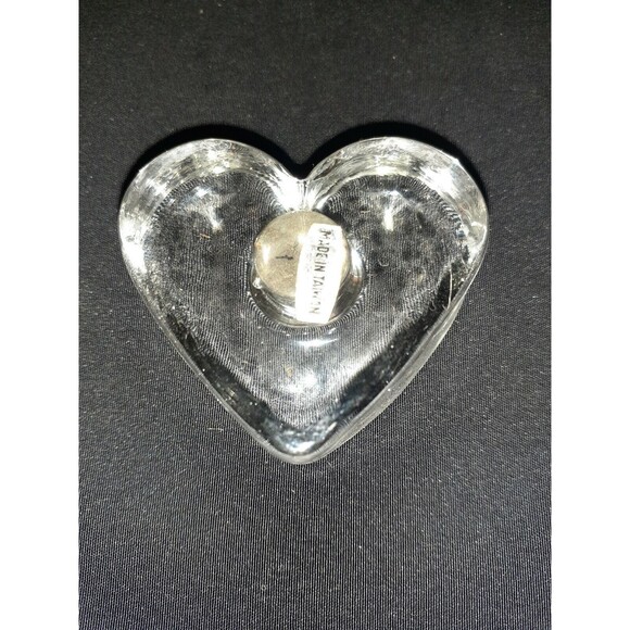 Pair Petite 2.5 inch Clear Glass Heart Candle Holder. Made In Taiwan - Picture 3 of 6